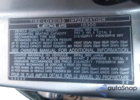 2002 Lexus Is 300 из США, поврежденный, VIN JTHBD192620062155